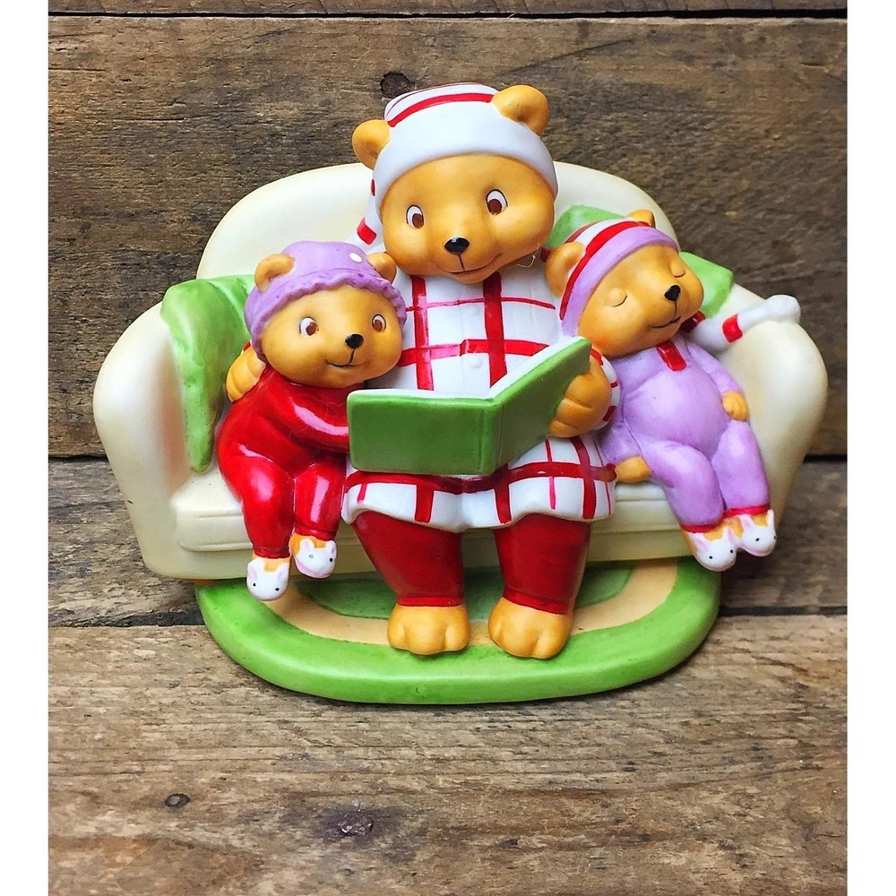 Hallmark Pajama Bears Reading with Dad Porcelain Figure‎